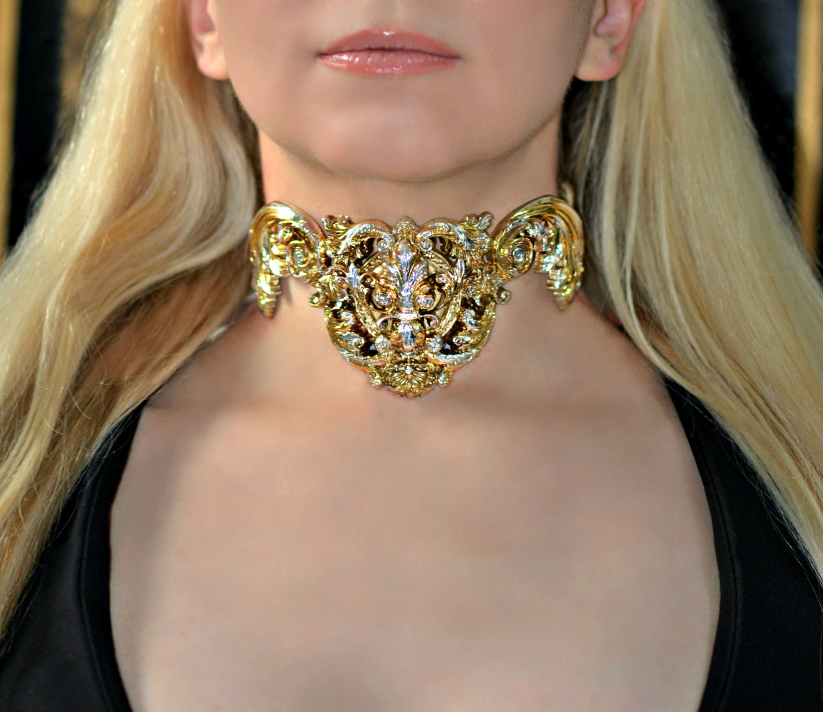 Elegant "gold&champagne" necklace