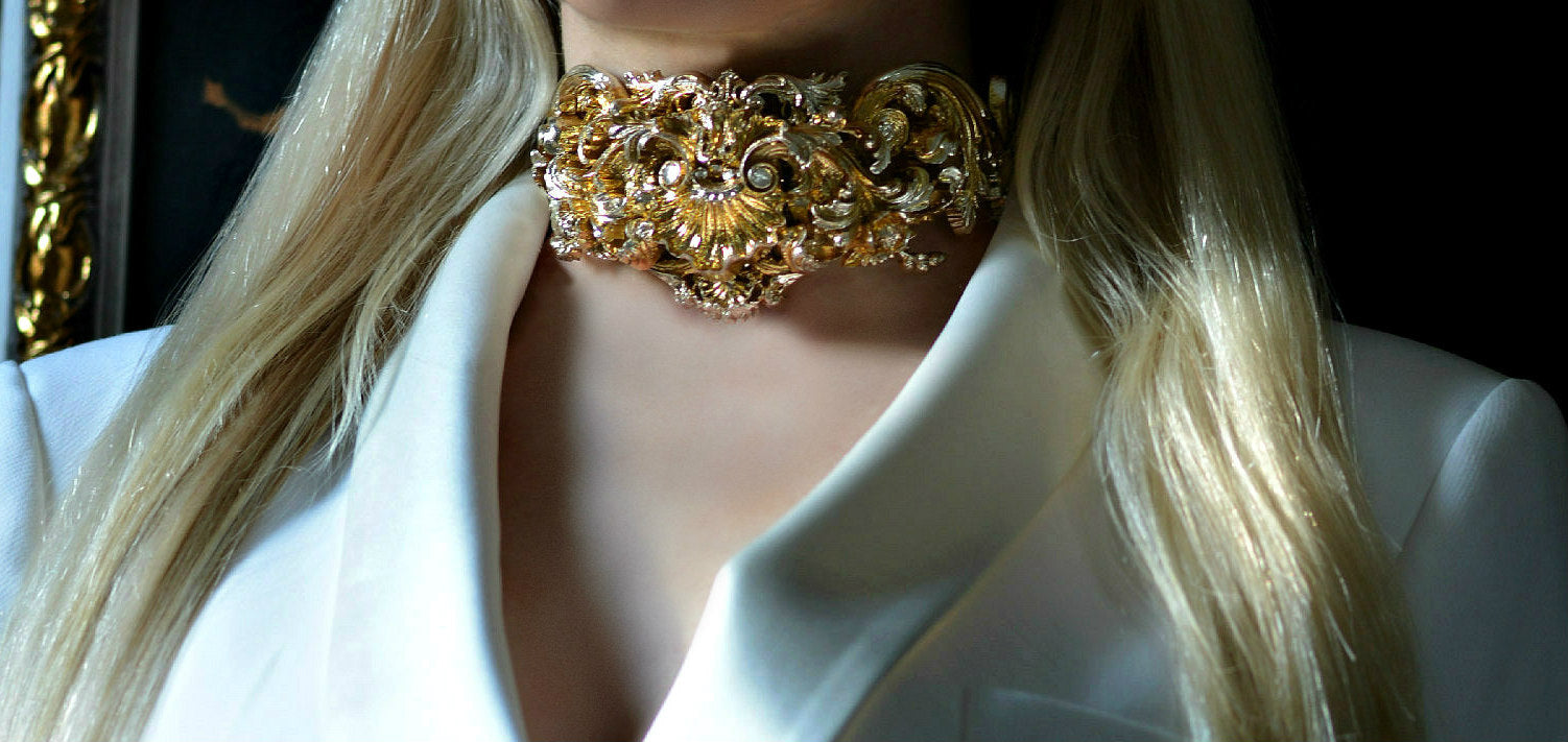 Luxurious  "gold&champagne" necklace