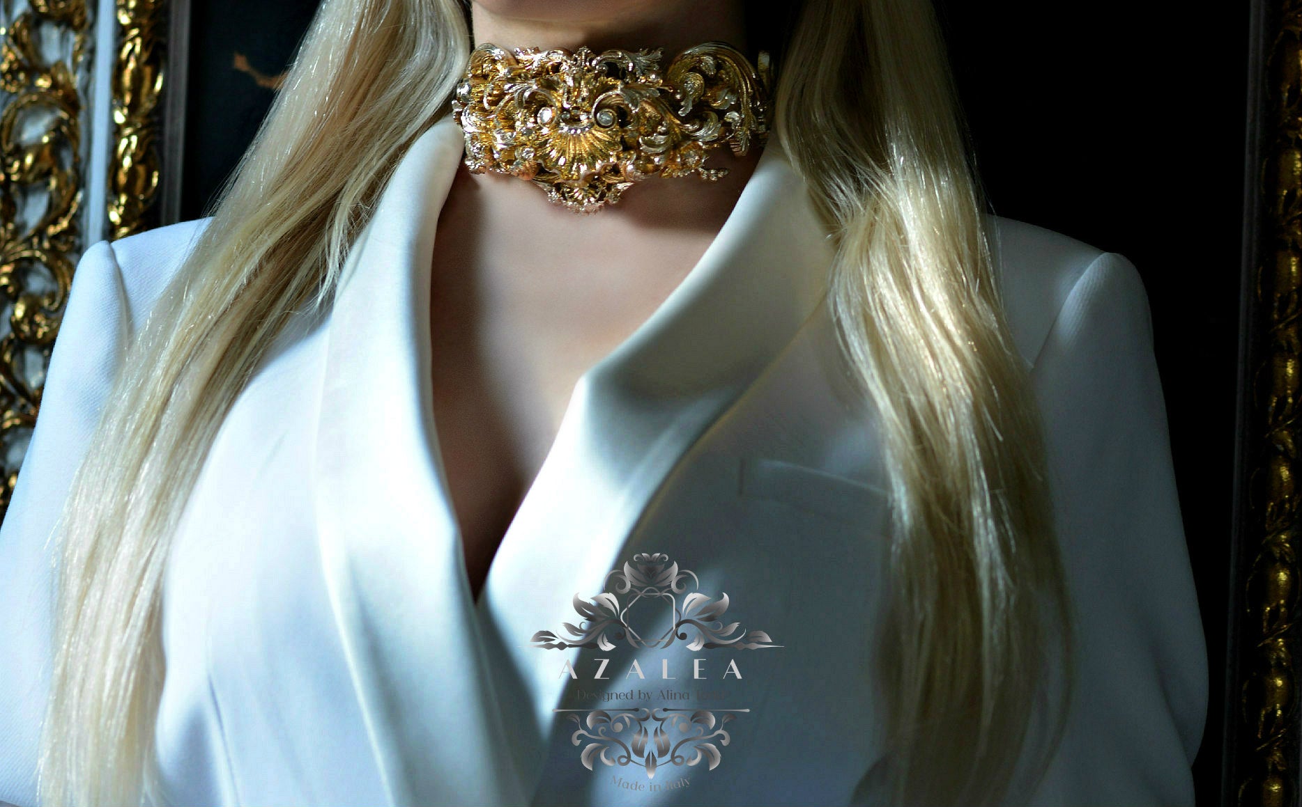 Luxurious  "gold&champagne" necklace