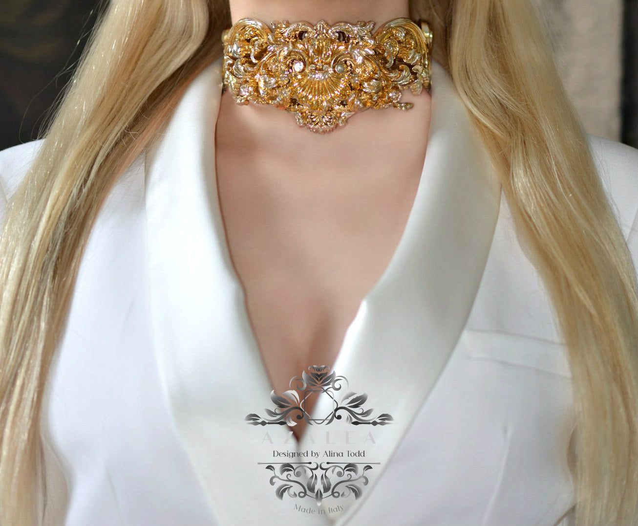 Luxurious  "gold&champagne" necklace