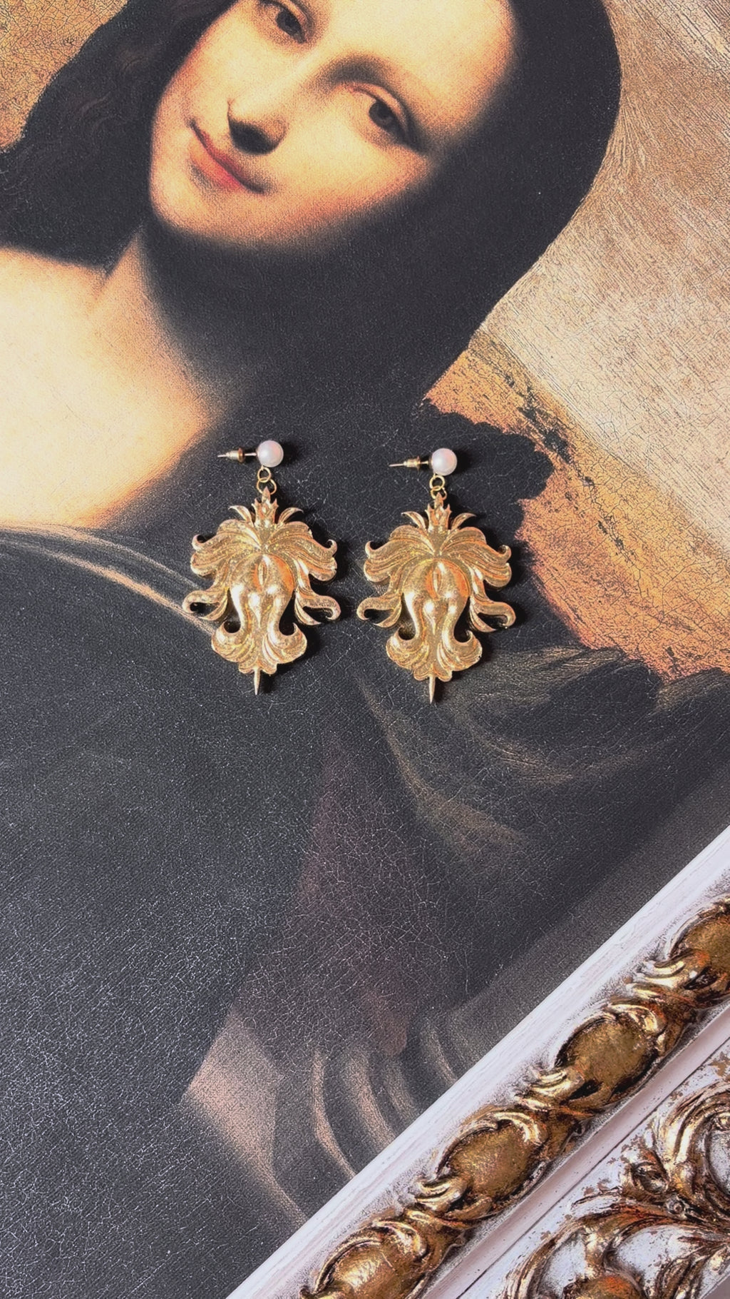 Luxurious golden handmade earrings